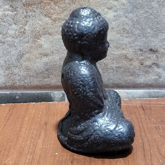 Enesco Ceramic Clay Pottery Dark Gray Black Zen Meditation Buddha Incense Holder - Picture 12 of 12